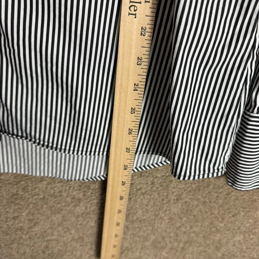 Untuckit Julianna Shirt Women's 12 Black/White‎ Stripe Stretch French Cuff Top - Picture 5 of 10